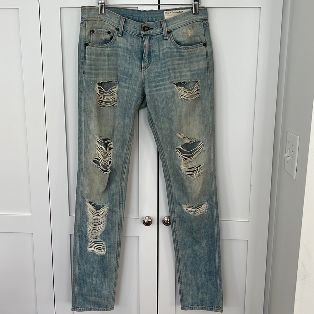Rag & Bone distressed straight leg boyfriend jeans